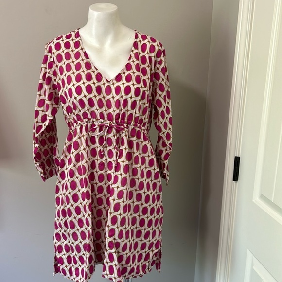 Gretchen Scott Designs Tunic Swim Coverup Dress Pink White Green Sz M - Picture 1 of 12